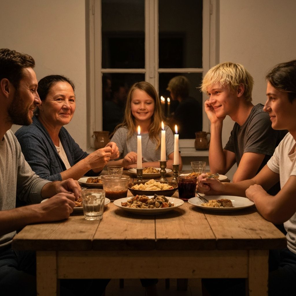 Familie beim gemeinsamen Essen